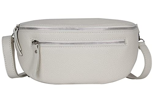 AmbraModa GLX2 - Damen Herren Unisex kleine Hüfttasche Gürteltasche Bauchtasche Umhängetasche aus Echtleder (Beige Creme) von AMBRA Moda