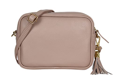 AmbraModa GLX8 - Damen Handtasche Umhängetasche Schultertasche Handytasche aus genarbtem Rindsleder (Nuderosa) von AMBRA Moda