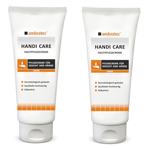 2 Tuben Ambratec Handi Care schnell einziehende Creme zur täglichen Pflege für Gesicht und Hände von Ambratec