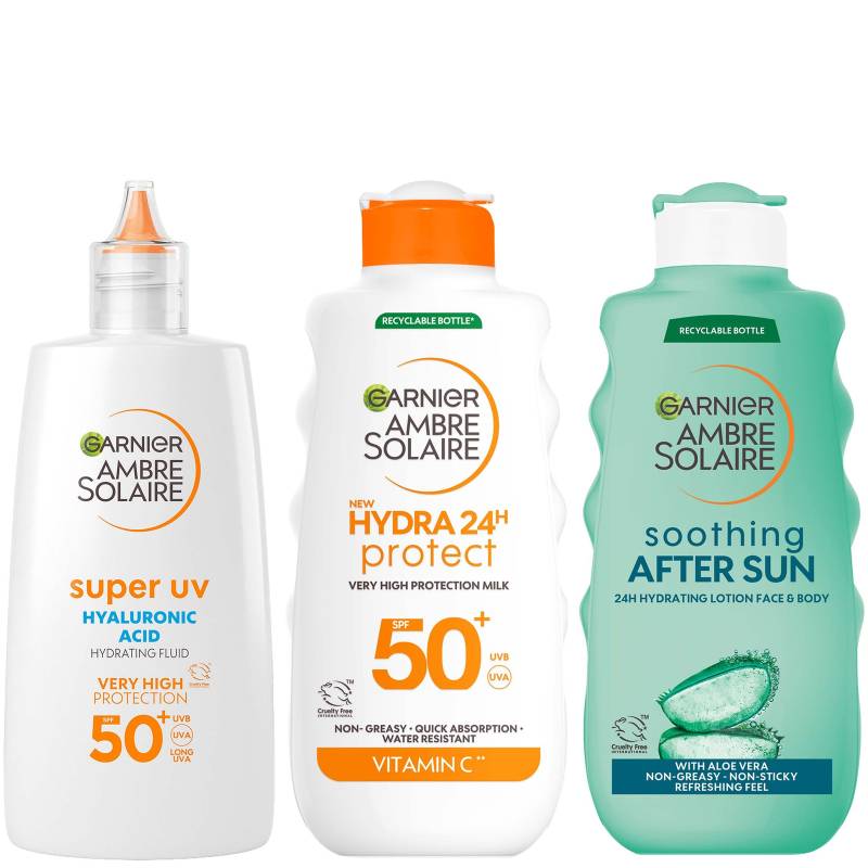 Garnier Ambre Solaire SPF50+ Suncream Face, Body & Aftersun Bundle von Ambre Solaire