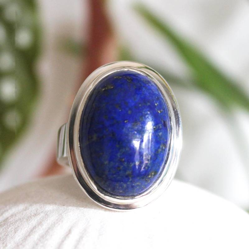 Lapis Cabochon 925 Silber Ring - Größe 9, 5-10 von Ambrijoux