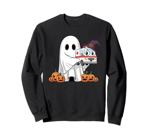 Lustiger Geist Krankenwagen Kürbis Halloween Kinder Herren Damen Sweatshirt von Ambulance Lovers Cute Halloween Outfits Boy Girl
