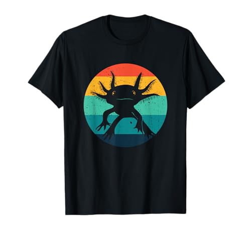Ambystomatidae Züchter Herren Axolotl Tier lustig Retro T-Shirt Schwarz S Klassische Passform Kurzarm Crew-Ausschnitt Pull-On XS von Ambystomatidae Züchter