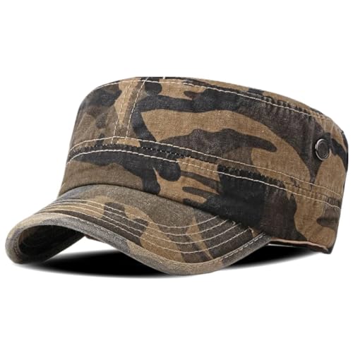 Unisex Militär Armee Hut Männer Frauen Flat Top Cap Adjustable Camo Cadet Cap, Einheitsgröße (Camo_Khaki) von Fasbys