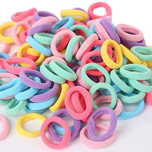 100 PCS Haarbänder für Mädchen Kleinkind Haarbänder Baby Haar Bobbles für Baby Mädchen Kinder Kleinkinder Multicolor (Hell-colored) von Amdonalo