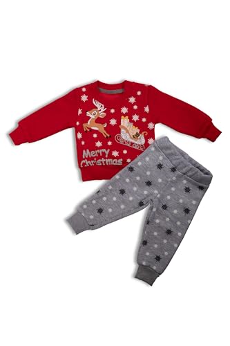Amdrabola Weihnachts Baby Set, Unisex, Frohe Weihnachten, 2pc Sets, Langarm, Tracksuit, Strampler Pyjama 115, 6-9 Monate von Amdrabola