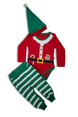 Amdrabola Weihnachts Baby Set, Unisex, Frohe Weihnachten, Langarm, Bodys Outfit, Strampler Pyjama 113, Snapsuit 113 18-24 Monate von Amdrabola