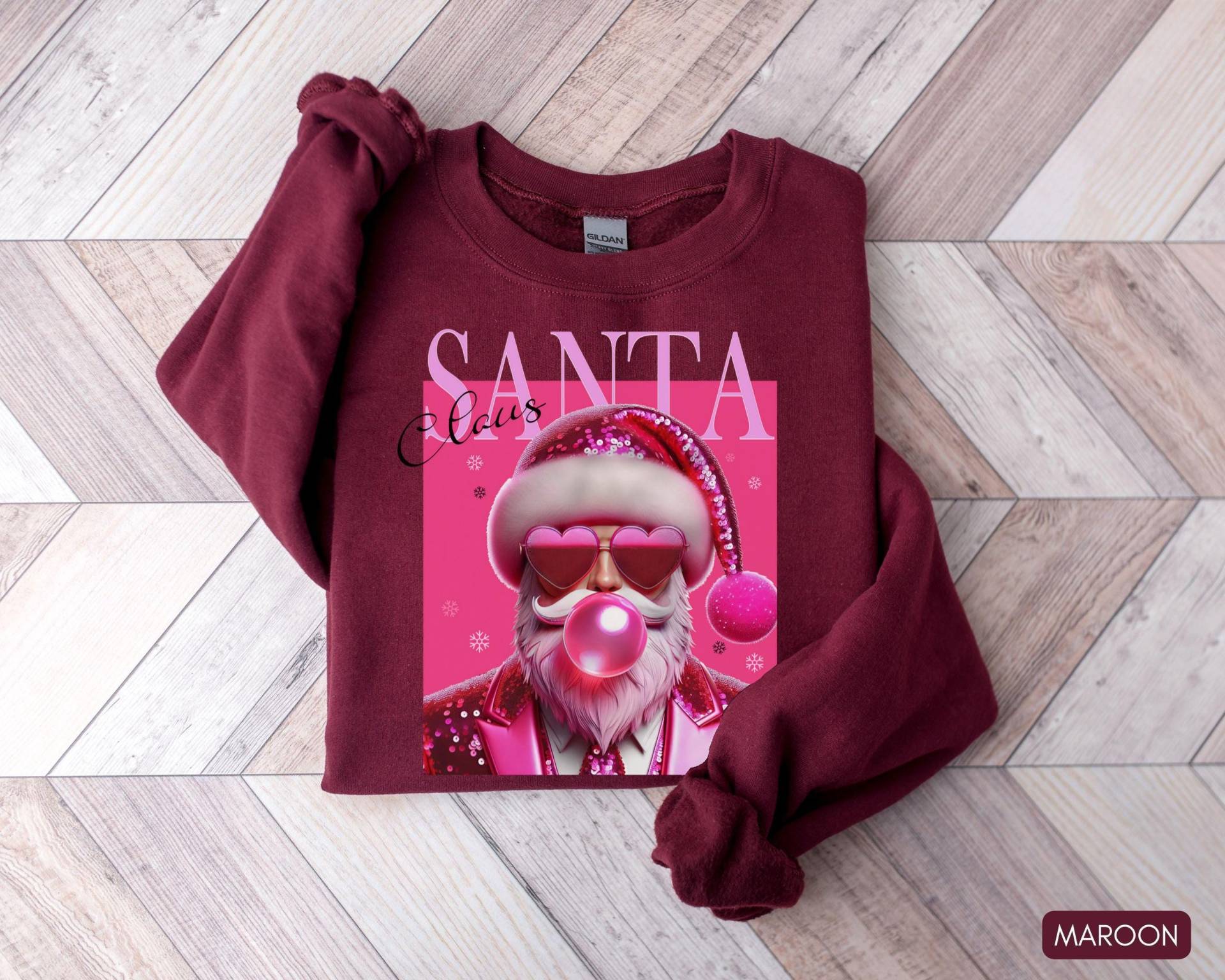 Rosa Weihnachtspullover Sweatshirt, Retro Für Frauen, Weihnachtsmann Vintage Weihnachtsmann, Lustiges Weihnachtsgeschenk von AmeCollectiveStudio