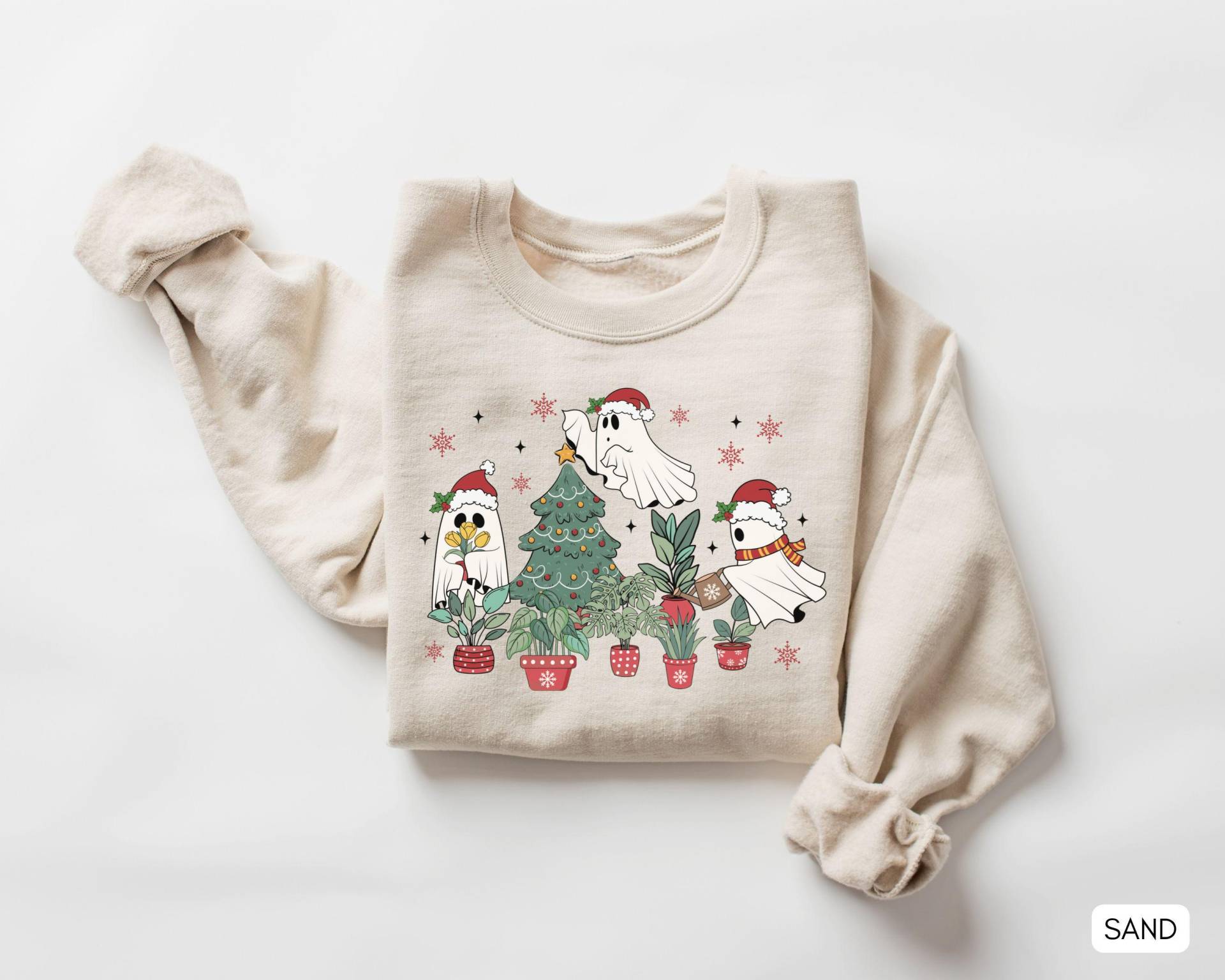 Weihnachtslichter Süßer Geist Sweatshirt, Weihnachtsgeist Pflanzenliebhaber Weihnachtsgeschenk, Rundhalsausschnitt, Gartenarbeit Weihnachten von AmeCollectiveStudio