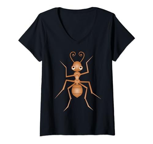 Damen Ameise Kostüm Ameisenkostüm Insekt Kostüm Karneval Fasching T-Shirt mit V-Ausschnitt von Ameise Insekten Kostüme Faschingskostüm Tierkostüm