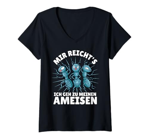 Damen Ameise Krabbeltiere Ameisenfarm ich geh zu meinen Ameisen T-Shirt mit V-Ausschnitt Damen Ameise Krabbeltiere Ameisenfarm ich geh zu meinen Ameisen T-Shirt mit V-Ausschnitt von Ameise Krabbeltiere mir reichts ich geh zu meinen