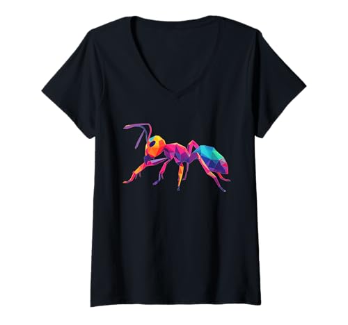 Damen Ant Ameisen Ameise T-Shirt mit V-Ausschnitt von Ameisen Ameise Geschenk Shop