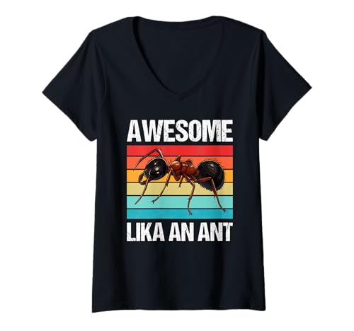 Damen Ameisen Ameise T-Shirt mit V-Ausschnitt von Ameisen Ameise Tier Shop