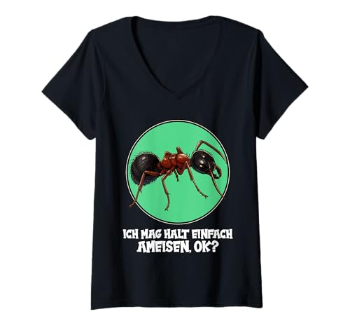 Damen Ameisen Ameise T-Shirt mit V-Ausschnitt von Ameisen Ameise Tier Shop