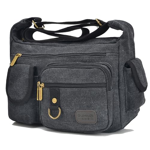 Ameize Schultertaschen Herren Umhängetasche Canvas Messenger Bag Große Kapazität Reisetasche Vintage Aktentasche für Reisen Arbeit von Ameize