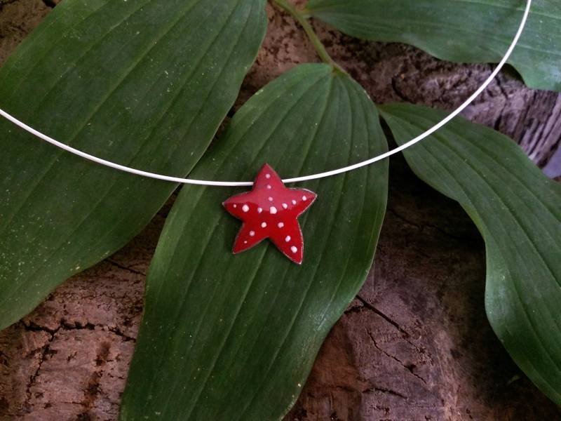 Collier «Seestern» - Kette Halsschmuck Halsreif Silber Mit Emaille, Handarbeit, Schmuckmanufaktur Amelang&lietz von AmelangLietz