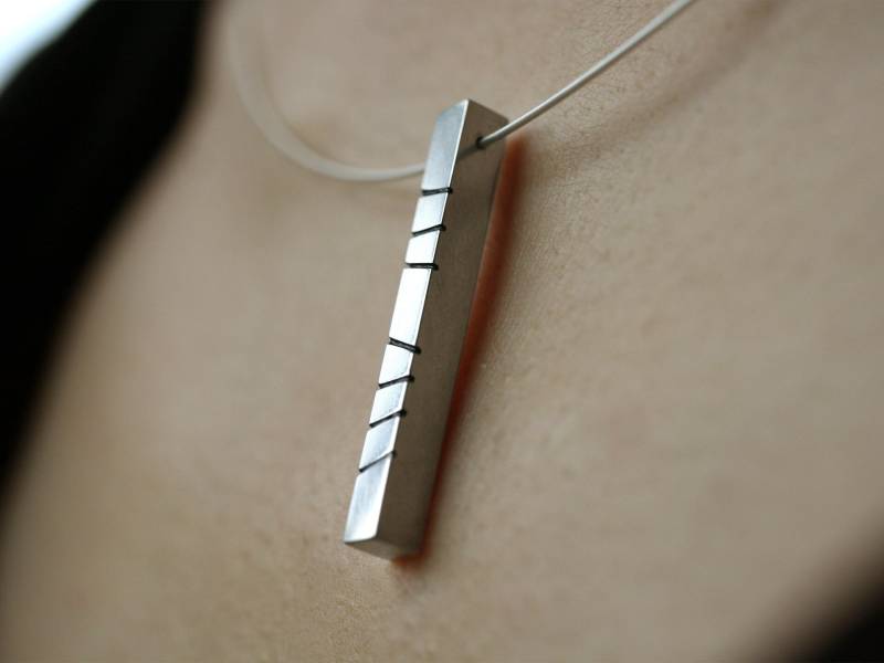 Collier «strich//Code» - Kette Halsschmuck Halsreif Silber Mit Emaille, Handarbeit, Schmuckmanufaktur Amelang&lietz von AmelangLietz