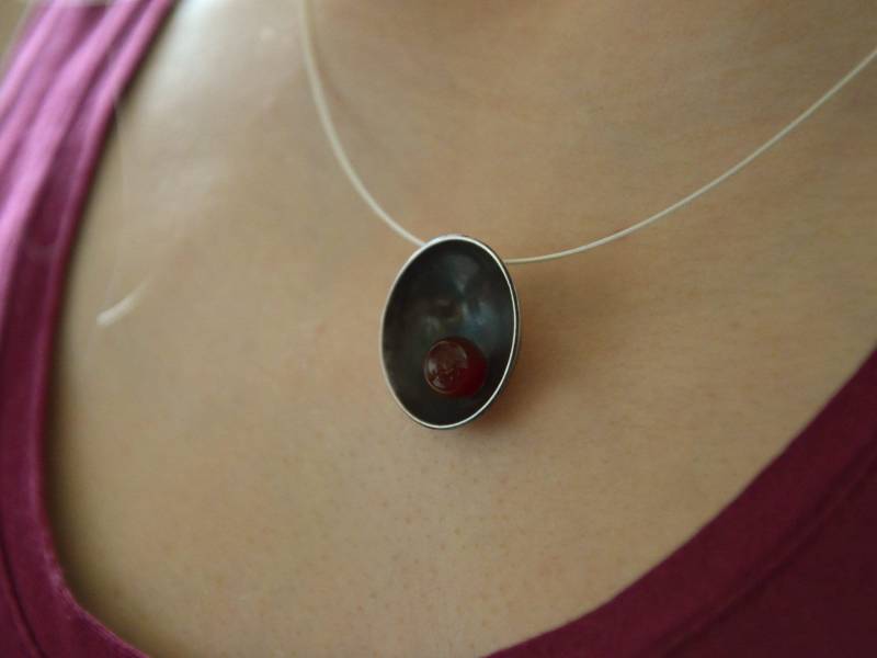 Halsschmuck «Kalaha» - Ketten-Anhänger, Silber Mit Karneol, Collierreif Handarbeit Schmuckmanufaktur Amelang&lietz von AmelangLietz