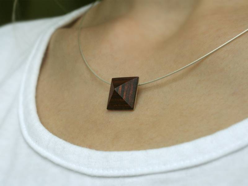 Halsschmuck «Terrax» - Ketten-Anhänger, Silber Mit Holz, Mahagoni, Collierreif Handarbeit Schmuckmanufaktur Amelang&lietz von AmelangLietz