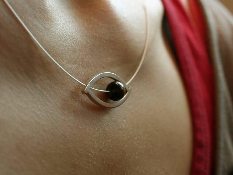 Halsschmuck «Tyger» - Anhänger Mit Stein, Tigerauge, Collierreif Silber, Handarbeit Schmuckmanufaktur Amelang&lietz von AmelangLietz