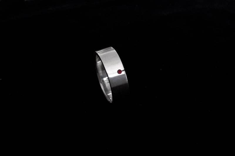 Ring «Signum» - Rotes Symbol, Silber Mit Emaille Handarbeit, Schmuckmanufaktur Amelang&lietz von AmelangLietz