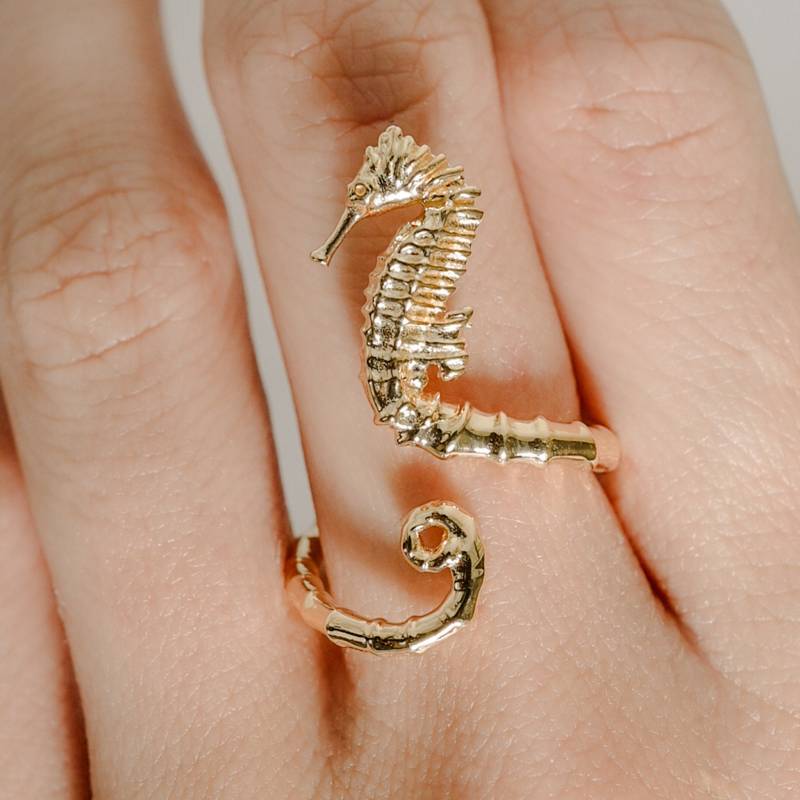 Seepferdchen Ring Aus Massivem Silber, Vermeil Oder 14K Vergoldung von AmeliaRayJewelryShop