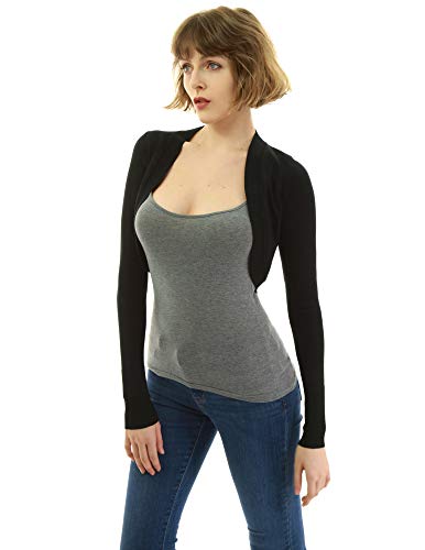 AmélieBoutik Damen Bolero Shrug Light Knit Cardigan - Schwarz - Groß von AmélieBoutik