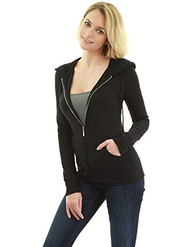 AmélieBoutik Damen-Kapuzenjacke mit Reißverschluss - Schwarz - X-Large von AmélieBoutik
