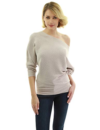 AmélieBoutik Damen Pullover mit Fledermausärmeln - Beige - Mittel von AmélieBoutik