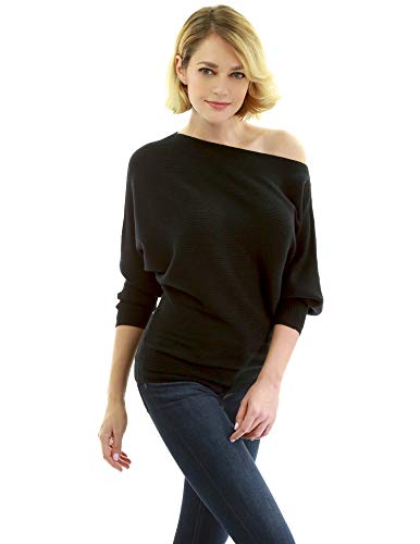 AmélieBoutik Damen Pullover mit Fledermausärmeln - Schwarz - Klein von AmélieBoutik