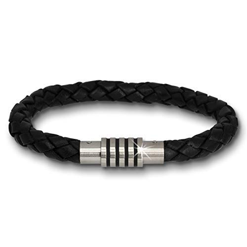Amello Armband schwarz Herren Armschmuck ca. 19cm Rindsleder Edelstahl AMA475S19 Leder Armband Amello Armband schwarz Herren Armschmuck ca. 19cm Rindsleder Edelstahl AMA475S19 Leder Armband von Amello Megabeads