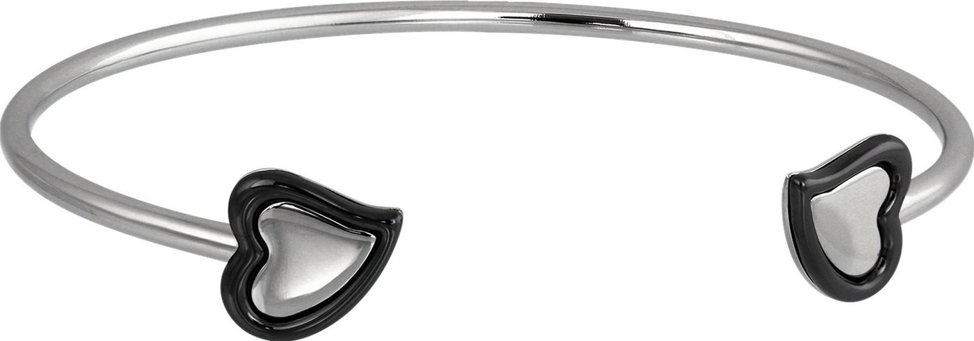 Amello Armreif Amello Herz Armreifen silber schwarz (Armreif), Armreifen für Damen Edelstahl (Stainless Steel) von Amello