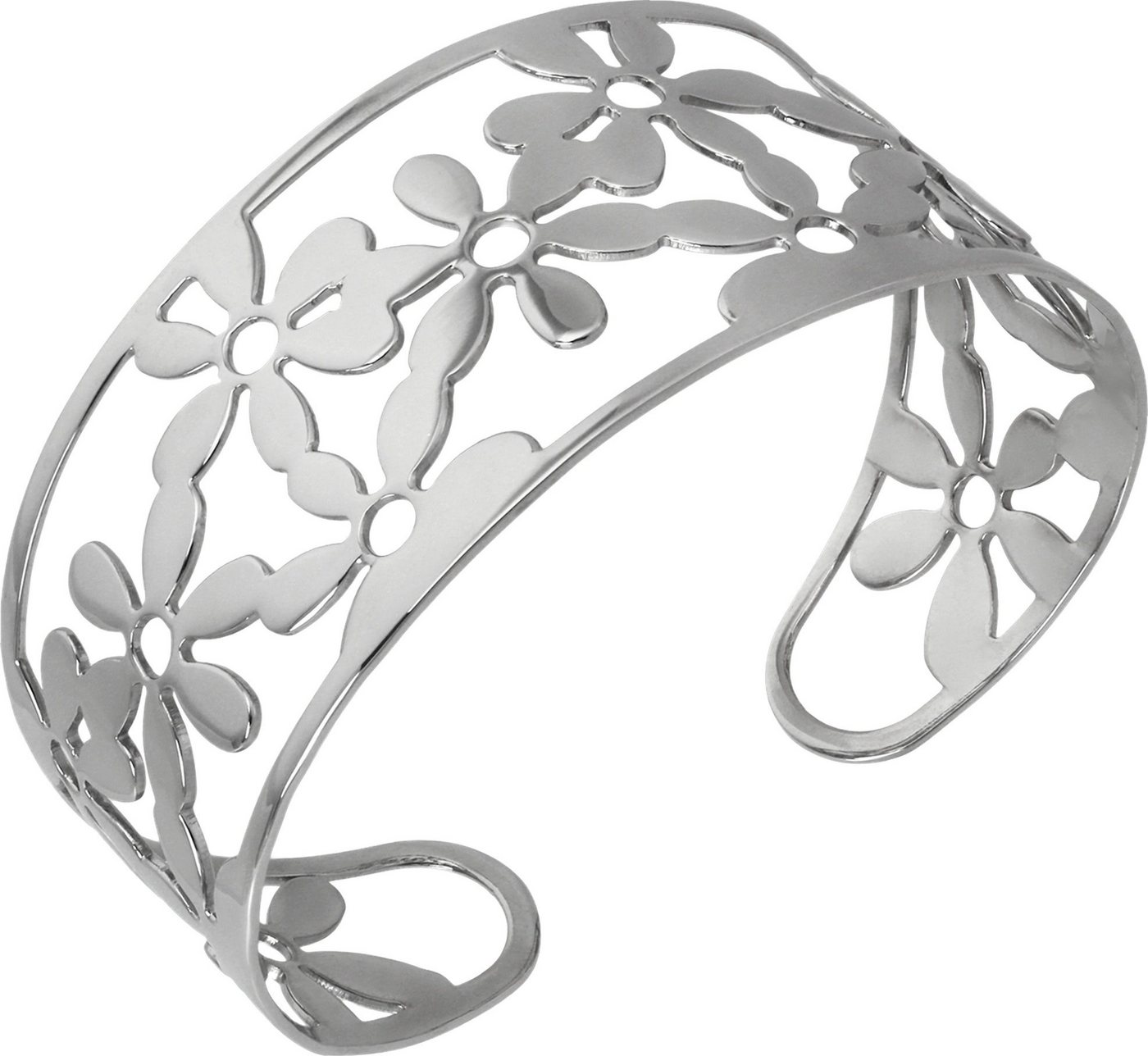 Amello Armspange Amello Blumen Damen Armreif silber (Armspange), Damen Armspange (Blumen) Edelstahl (Stainless Steel), Farbe: silber, s von Amello