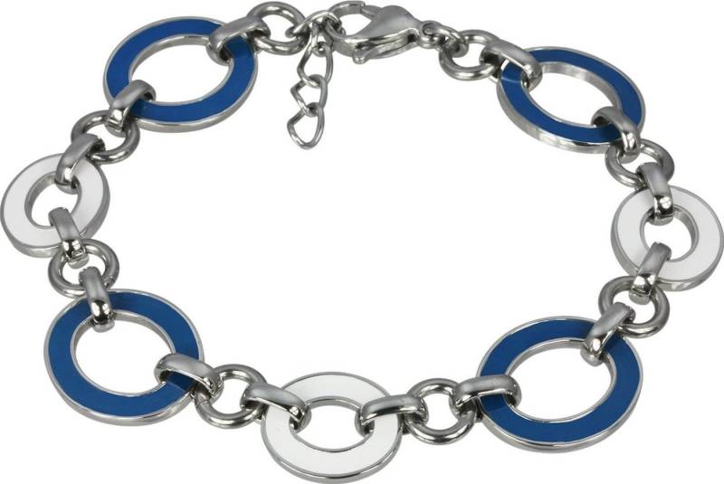 Amello Edelstahlarmband Amello Oval Armband blau weiß Damen (Armband), Armband (Oval) ca. 18cm + 2cm Verlängerung, Edelstahl (Stainless Steel von Amello