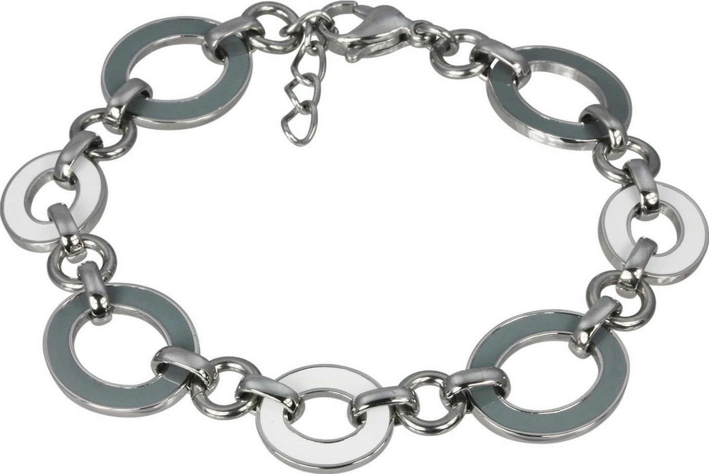 Amello Edelstahlarmband Amello Oval Armband grau weiß Damen (Armband), Armband (Oval) ca. 18cm + 2cm Verlängerung, Edelstahl (Stainless Steel von Amello