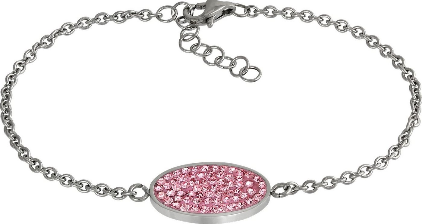 Amello Edelstahlarmband Amello Oval Armband rosa Damen Schmuck (Armband), Damen Armband (Oval) ca. 18cm bis 21cm, Edelstahl (Stainless Steel), F von Amello