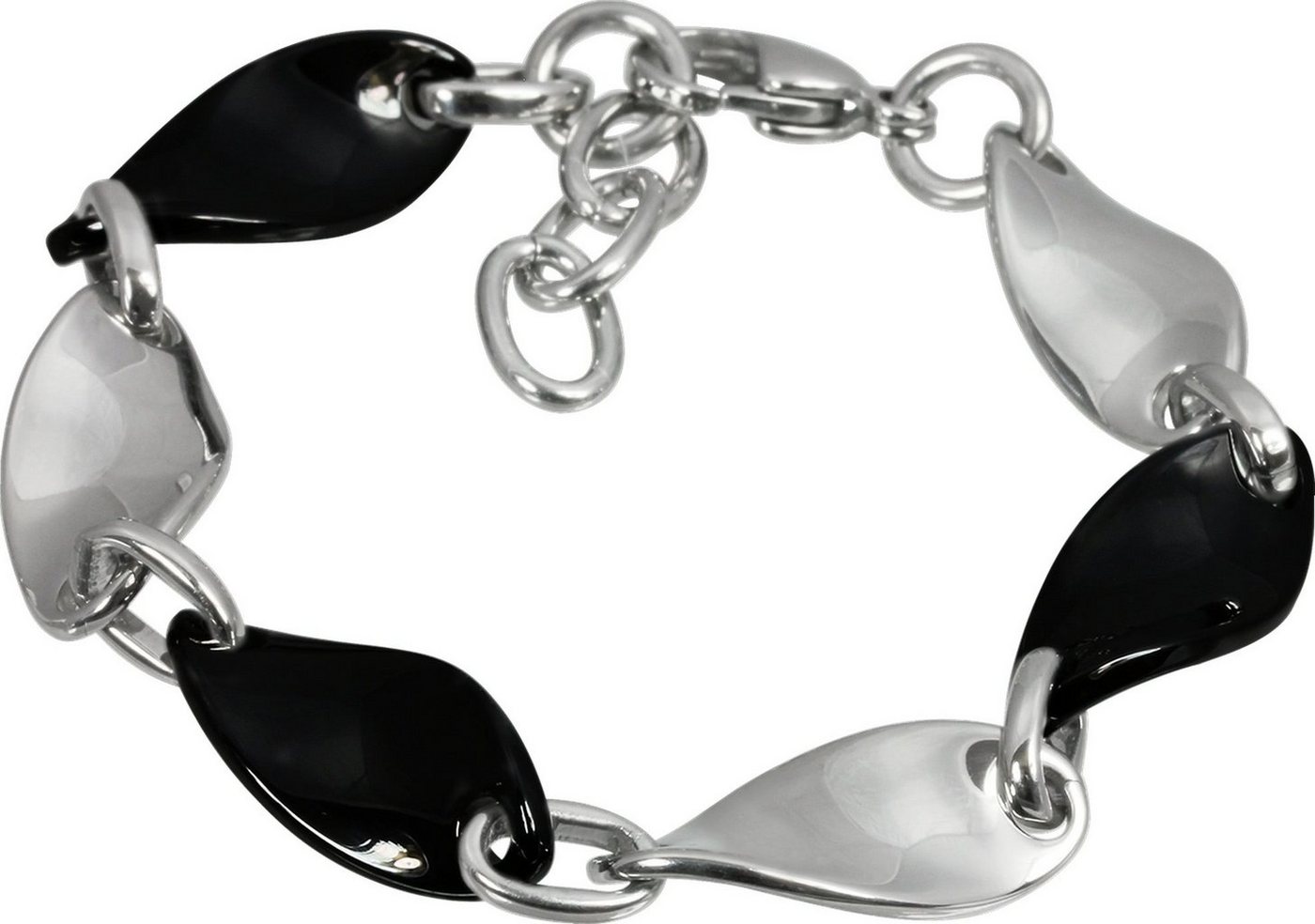 Amello Edelstahlarmband Amello Welle Armband silber schwarz (Armband), Armbänder für Damen Edelstahl (Stainless Steel) von Amello