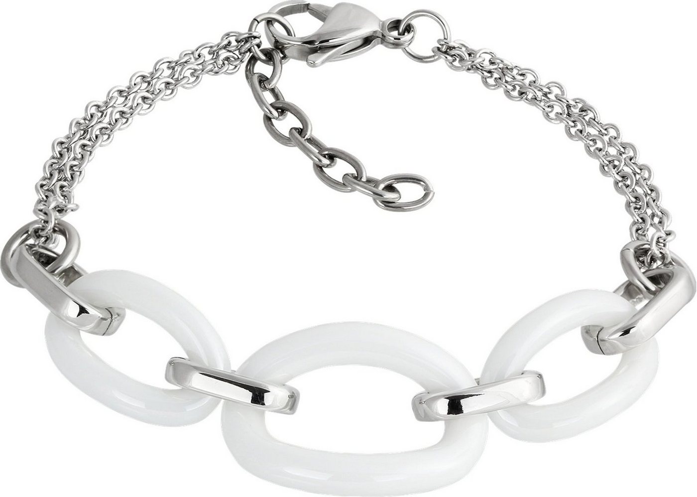 Amello Edelstahlarmband Amello Ovale Armband silber weiß (Armband), Armbänder für Damen Edelstahl (Stainless Steel) von Amello