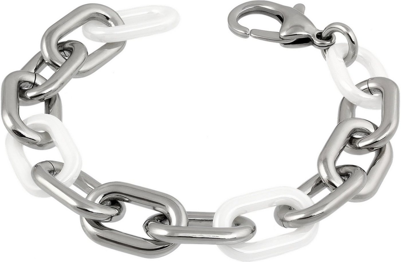 Amello Edelstahlarmband Amello Glieder Armband silber weiß (Armband), Armbänder für Damen Edelstahl (Stainless Steel) von Amello