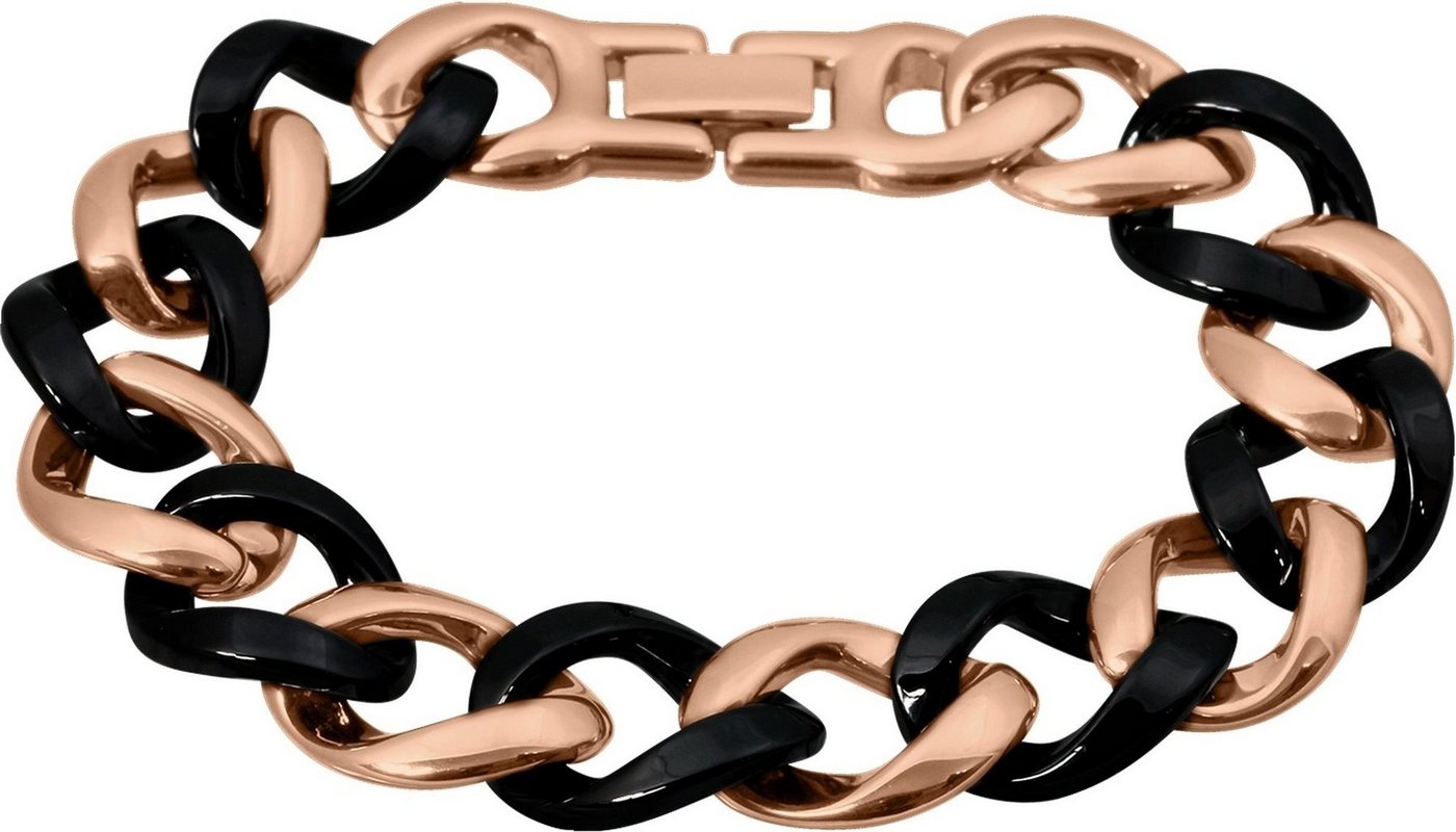 Amello Edelstahlarmband Amello Panzer Armband rosegold schwarz (Armband), Armbänder für Damen Edelstahl (Stainless Steel), vergoldet (Roségold 3 von Amello