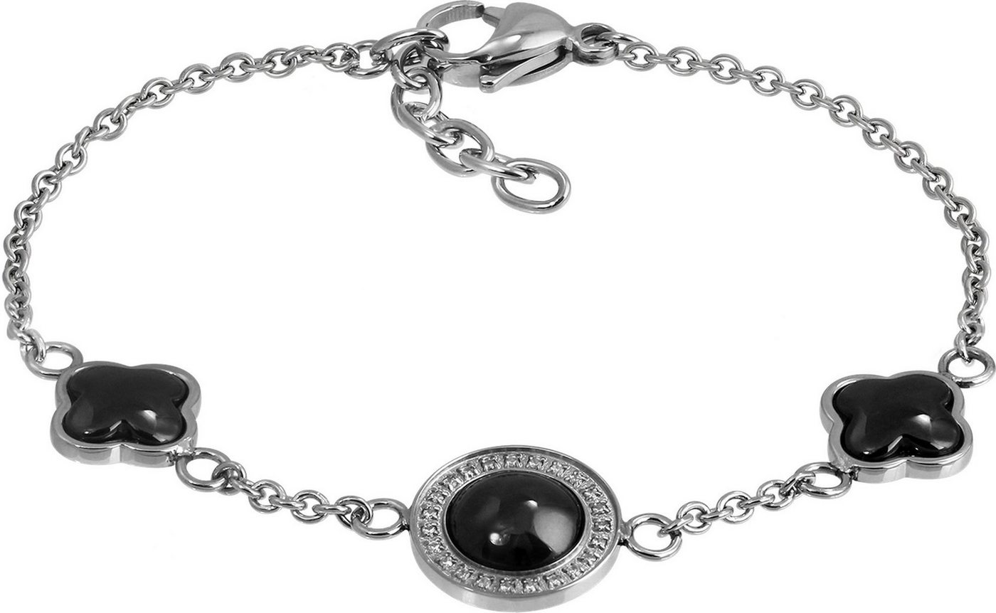 Amello Edelstahlarmband Amello Rund Armband silber schwarz (Armband), Armbänder für Damen Edelstahl (Stainless Steel) von Amello