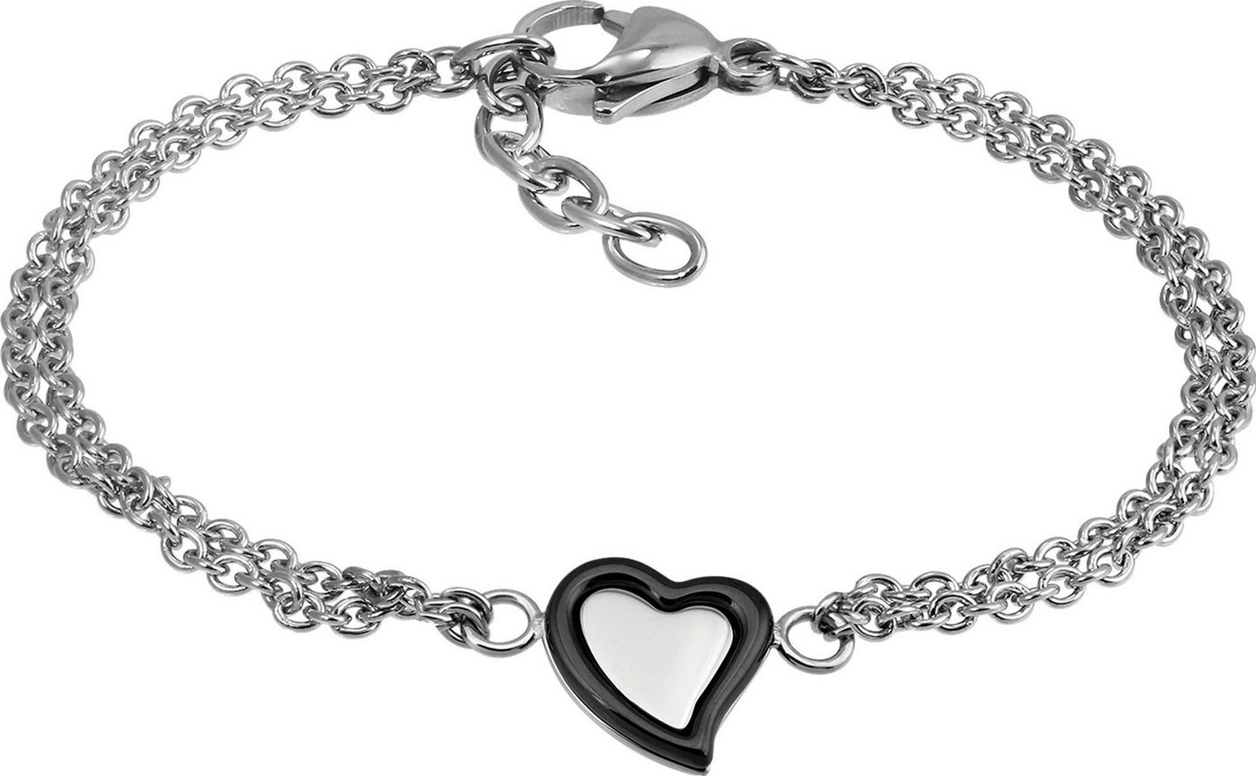 Amello Edelstahlarmband Amello Herz Armband silber schwarz (Armband), Armbänder für Damen Edelstahl (Stainless Steel) von Amello