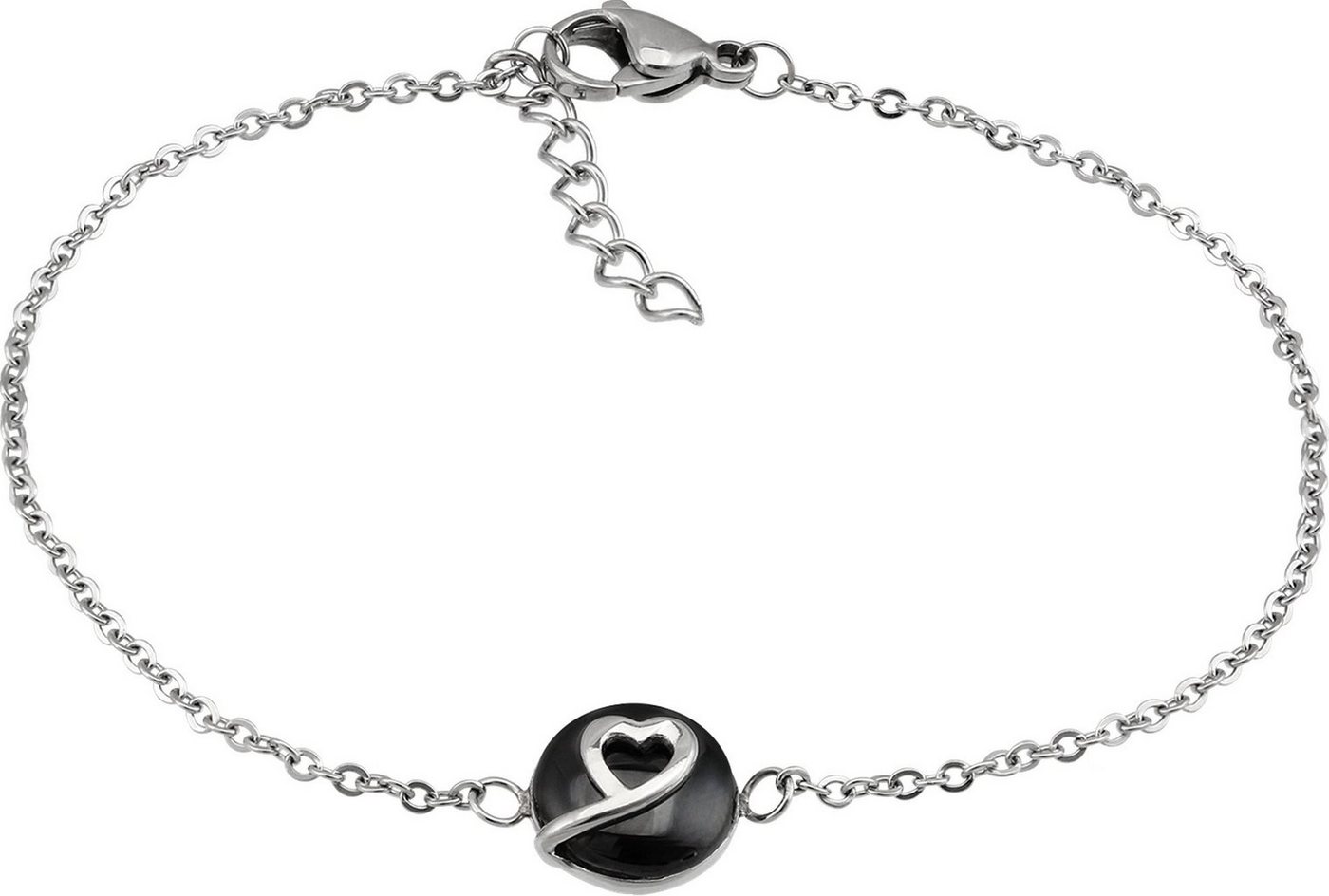 Amello Edelstahlarmband Amello Herzchen Armband silber schwarz (Armband), Armbänder für Damen Edelstahl (Stainless Steel) von Amello