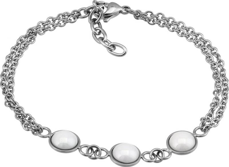 Amello Edelstahlarmband Amello Halbkugel Armband silber weiß (Armband), Armbänder für Damen Edelstahl (Stainless Steel) von Amello