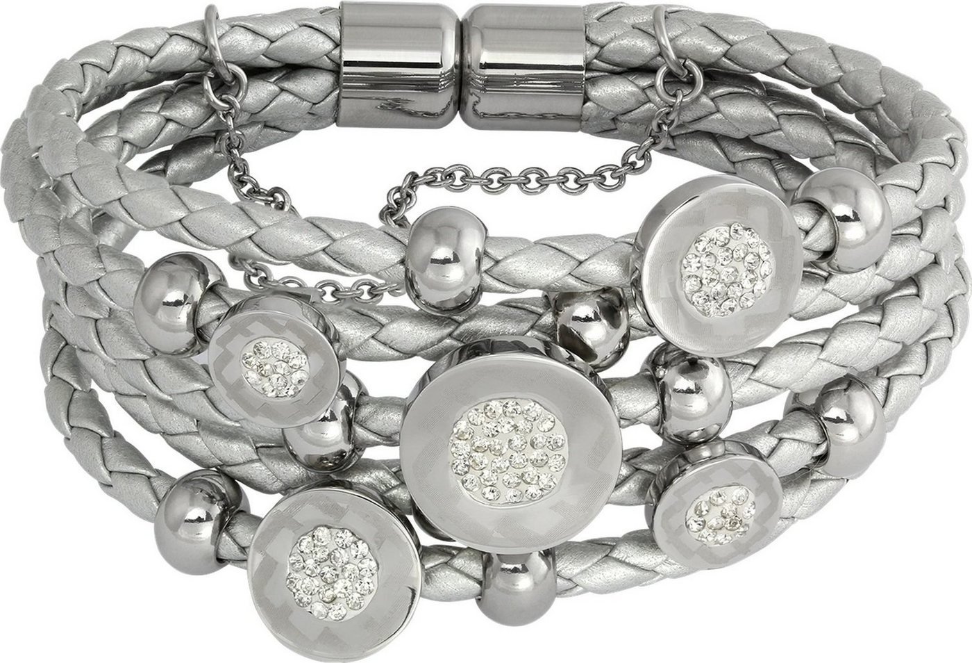 Amello Edelstahlarmband Amello Zirkonia Kreise Armband silber (Armband), Damen Armband (Kreise) Edelstahl (Stainless Steel), Farbe: silber, gra von Amello