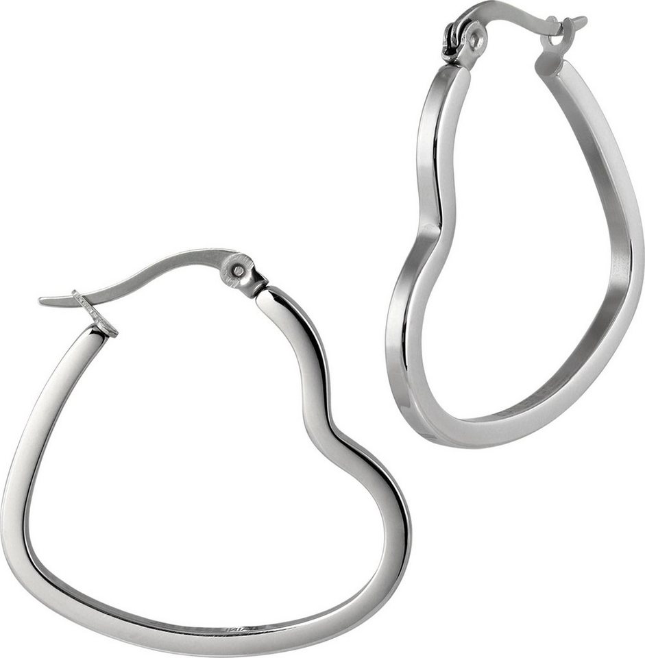 Amello Paar Creolen Amello Ohrringe 4cm Edelstahl Creolen Herz (Creolen), Damen Creolen Herz aus Edelstahl (Stainless Steel), silberfarben von Amello