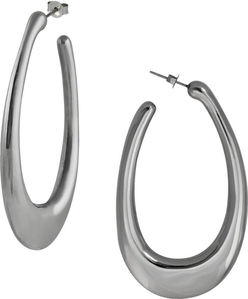 Amello Paar Ohrhänger Amello Ohrringe Edelstahl Ohrhänger Oval (Ohrhänger), Damen Ohrhänger Oval aus Edelstahl (Stainless Steel), silberfarben von Amello