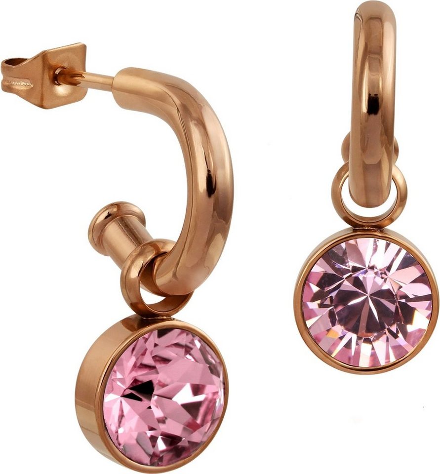 Amello Paar Ohrhänger Amello Ohrringe Edelstahl Ohrhänger rosa (Ohrhänger), Damen Ohrhänger aus Edelstahl, vergoldet (Roségold 333) rosegold, rosa von Amello