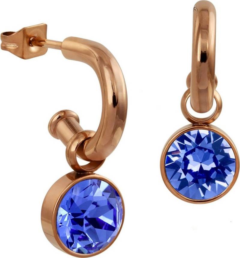 Amello Paar Ohrhänger Amello Ohrringe Edelstahl Ohrhänger blau (Ohrhänger), Damen Ohrhänger aus Edelstahl vergoldet (Roségold 333), rosegold, blau von Amello