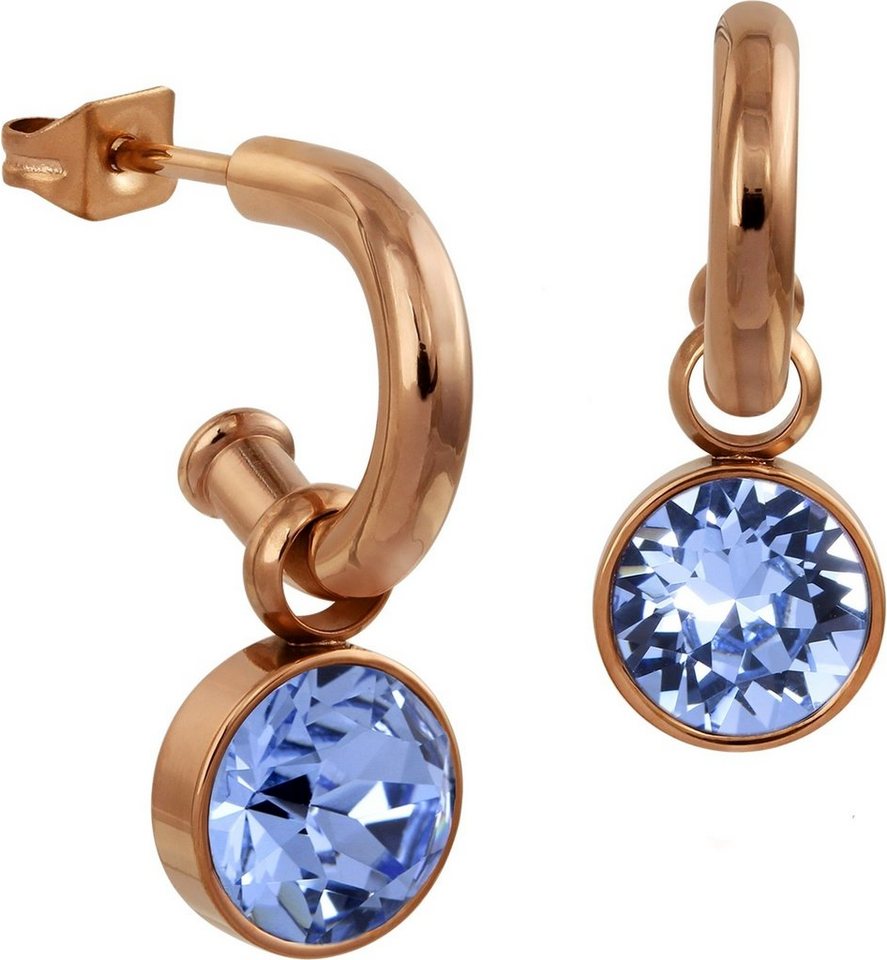 Amello Paar Ohrhänger Amello Ohrringe Edelstahl Ohrhänger blau (Ohrhänger), Damen Ohrhänger Edelstahl, vergoldet (Roségold 333) rosegold, hellblau von Amello